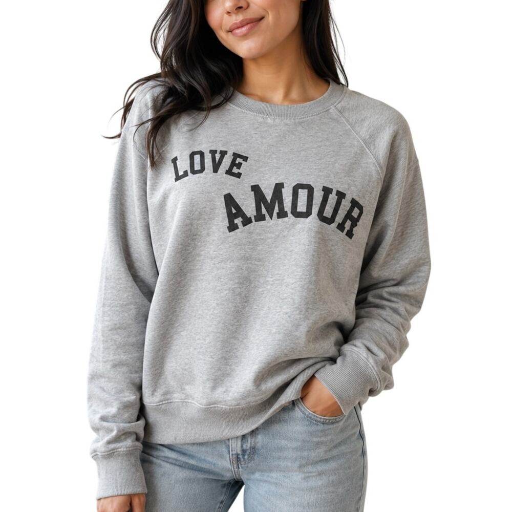 Zadig & Voltaire Gray Amour Sweatshirt Small Love Amour Parisian Style